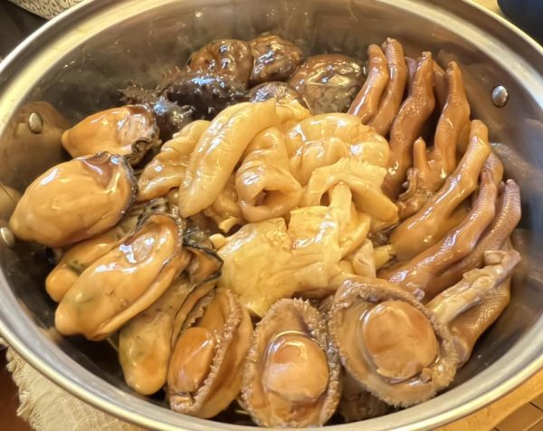 【加熱即食 自製盤菜】即食海味套餐 花膠遼參鮑魚扣鵝掌 (4人前) #71016
